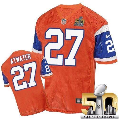 Broncos Orange #27 Steve Atwater Throwback Super Bowl 50 Stitched NFL Elite Jersey