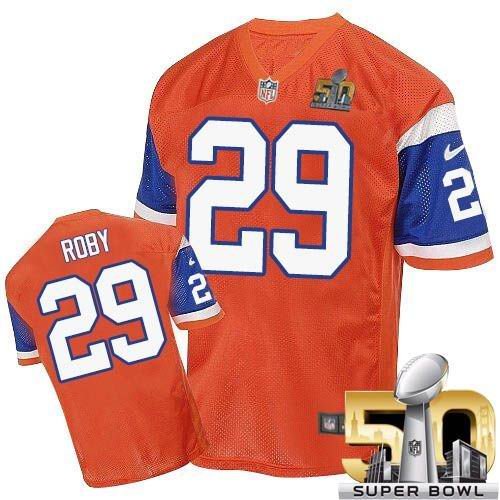 Broncos Orange #29 Bradley Roby Throwback Super Bowl 50 Stitched NFL Elite Jersey