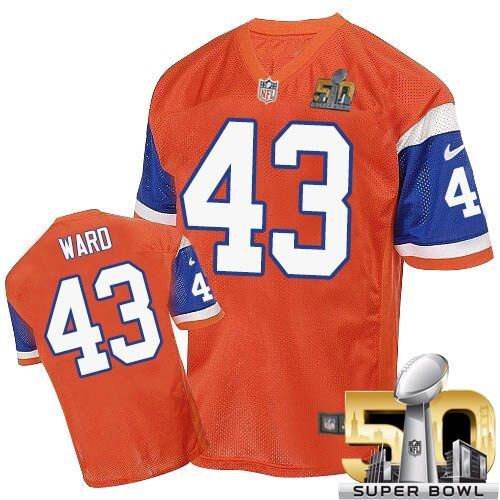 Broncos Orange #43 T.J. Ward Throwback Super Bowl 50 Stitched NFL Elite Jersey