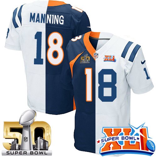 Denver Broncos /Colts #18 Peyton Manning Home Super Bowl 50/XLI Elite Two Tone Stitched Jersey
