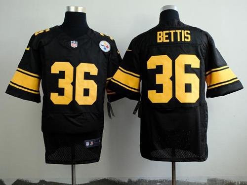 Nike Steelers #36 Jerome Bettis Black(Gold No.) Stitched NFL Elite Jersey - PSJ460