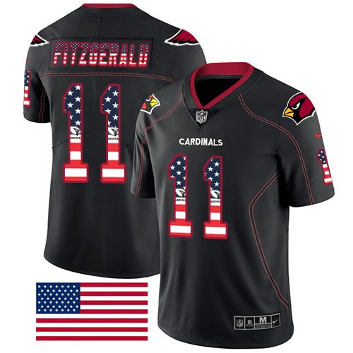 Nike Cardinals #11 Larry Fitzgerald Black Stitched NFL Limited Rush USA Flag Jersey - ACJ116