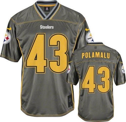 Nike Steelers #43 Troy Polamalu Grey Stitched NFL Elite Vapor Jersey - PSJ526
