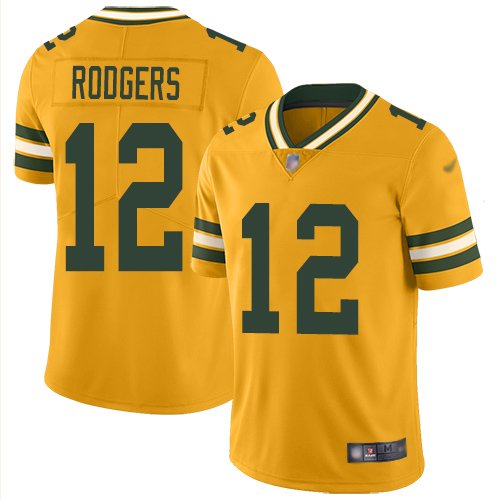 Nike Packers #12 Aaron Rodgers Gold Stitched NFL Limited Inverted Legend Jersey - GBJ421