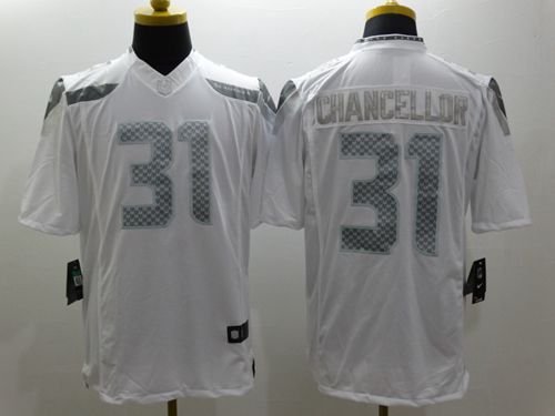 Nike Seahawks #31 Kam Chancellor White Stitched NFL Limited Platinum Jersey