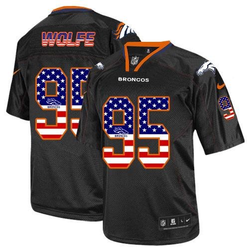 Nike Broncos #95 Derek Wolfe Black Stitched NFL Elite USA Flag Fashion Jersey
