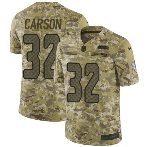 Nike Seahawks #32 Chris Carson Camo Stitched NFL Limited 2018 Salute To Service Jersey