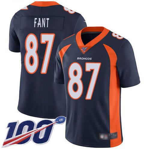 Nike Broncos #87 Noah Fant Navy Blue Alternate Stitched NFL 100th Season Vapor Limited Jersey