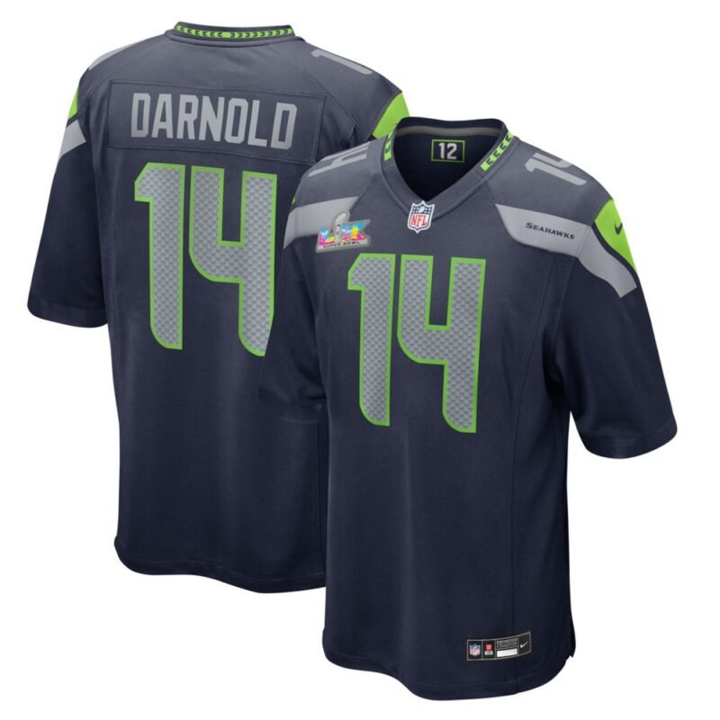 Seattle Seahawks #14 Sam Darnold College Navy Super Bowl LX Patch Game Jersey - SSR644