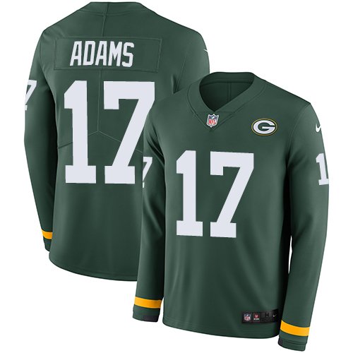 Nike Packers #17 Davante Adams Green Team Color Stitched NFL Limited Therma Long Sleeve Jersey - GBJ487