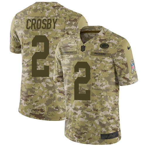 Nike Packers #2 Mason Crosby Camo Stitched NFL Limited 2018 Salute To Service Jersey - GBJ527