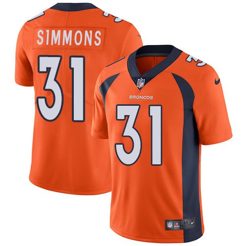 Nike Broncos #31 Justin Simmons Orange Team Color Stitched NFL Vapor Untouchable Limited Jersey