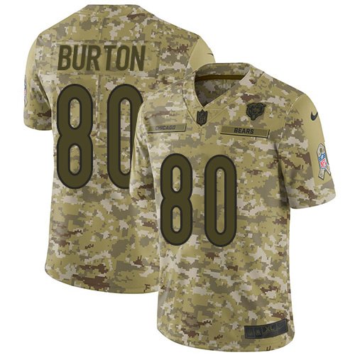 Nike Bears #80 Trey Burton Camo Stitched NFL Limited 2018 Salute To Service Jersey - CBJ394