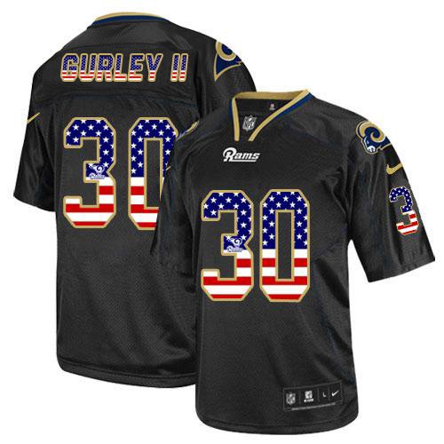 Nike Rams #30 Todd Gurley Black Stitched NFL Elite USA Flag Fashion Jersey - LAR14