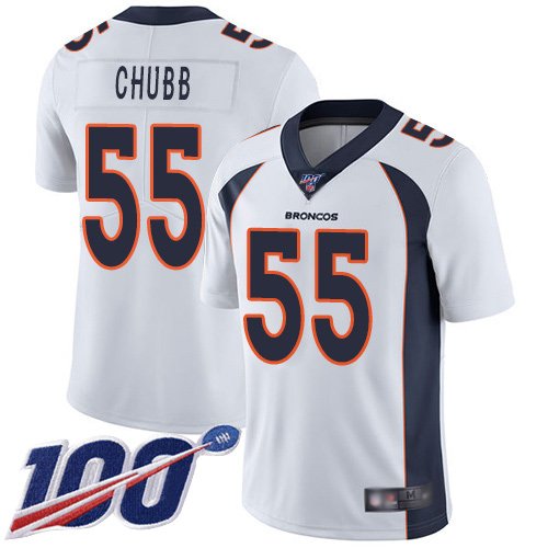 Nike Broncos #55 Bradley Chubb White Stitched NFL 100th Season Vapor Limited Jersey