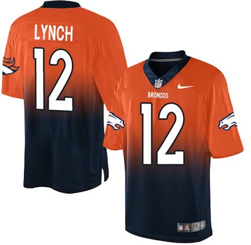 Nike Broncos #12 Paxton Lynch Orange/Navy Blue Stitched NFL Elite Fadeaway Fashion Jersey