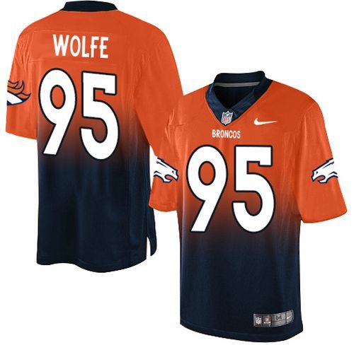 Nike Broncos #95 Derek Wolfe Orange/Navy Blue Stitched NFL Elite Fadeaway Fashion Jersey