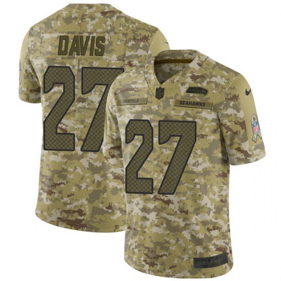 Nike Seahawks #27 Mike Davis Camo Stitched NFL Limited 2018 Salute To Service Jersey