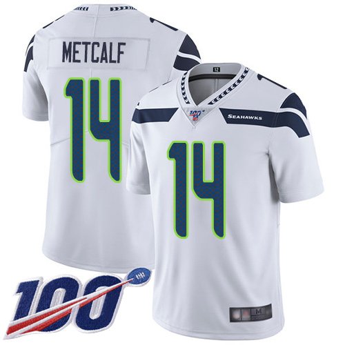 Nike Seahawks #14 D.K. Metcalf White Stitched NFL 100th Season Vapor Limited Jersey