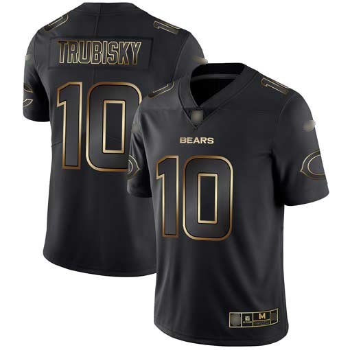 Nike Bears #10 Mitchell Trubisky Black/Gold Stitched NFL Vapor Untouchable Limited Jersey - CBJ513