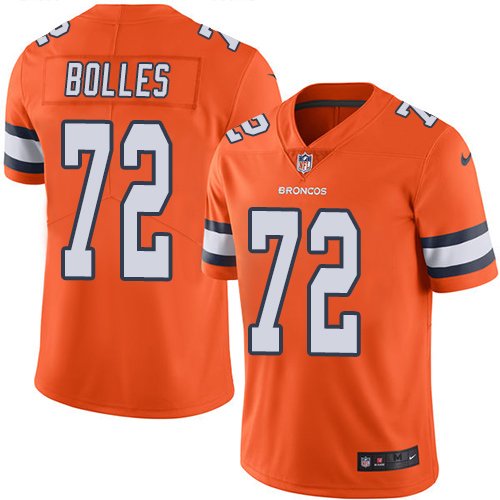Nike Broncos #72 Garett Bolles Orange Stitched NFL Limited Rush Jersey