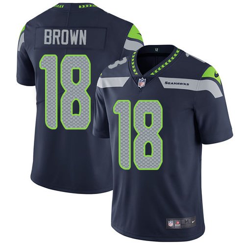 Nike Seahawks #18 Jaron Brown Steel Blue Team Color Stitched NFL Vapor Untouchable Limited Jersey
