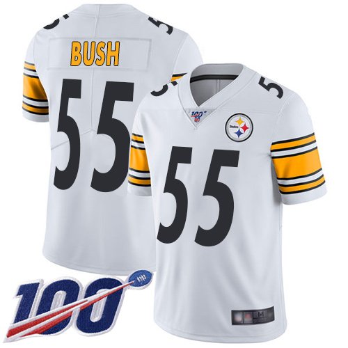 Nike Steelers #55 Devin Bush White Stitched NFL 100th Season Vapor Limited Jersey - PSJ627