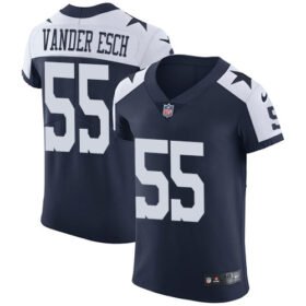 Nike Cowboys #55 Leighton Vander Esch Navy Blue Thanksgiving Stitched NFL Vapor Untouchable Throwback Elite Jersey - DLC31