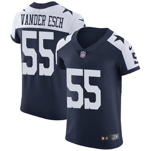 Nike Cowboys #55 Leighton Vander Esch Navy Blue Thanksgiving Stitched NFL Vapor Untouchable Throwback Elite Jersey - DLC31