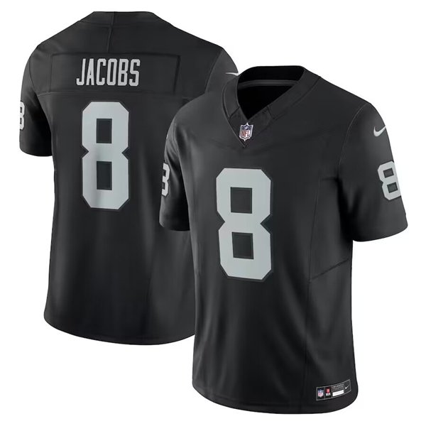 Black Las Vegas Raiders #8 Josh Jacobs 2023 F.U.S.E Vapor Untouchable Stitched Football Jersey - LVR79