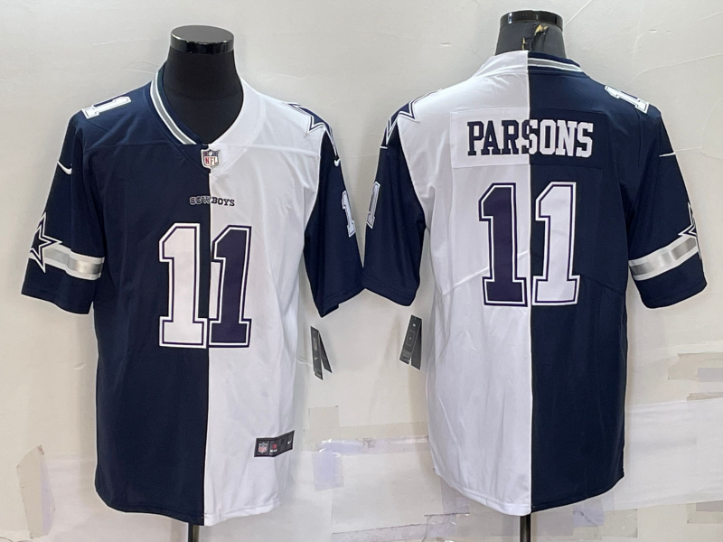 Navy White Dallas Cowboys #11 Micah Parsons Split Vapor Untouchable Limited Stitched Jersey - DLC151