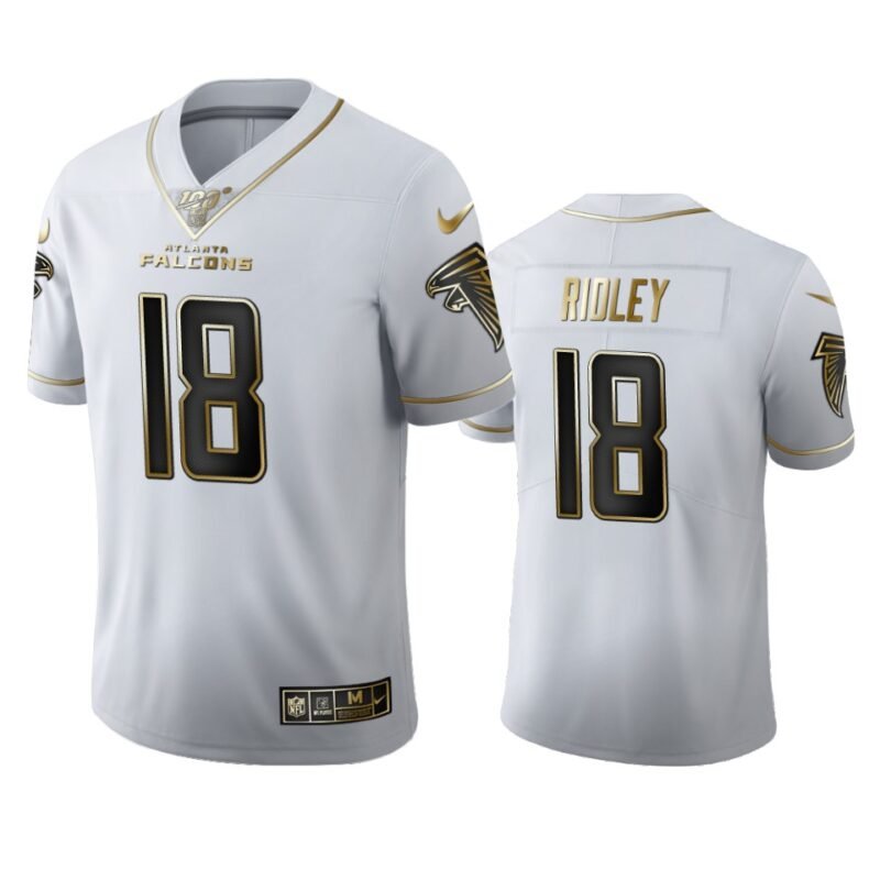 Atlanta Falcons #18 Calvin Ridley Nike White Golden Edition Vapor Limited NFL 100 Jersey - AFJ160