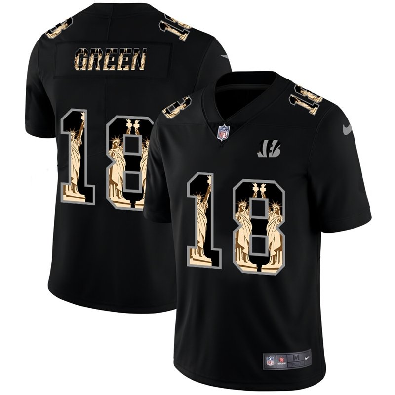 Cincinnati Bengals #18 A.J. Green Carbon Black Vapor Statue Of Liberty Limited NFL Jersey - CCB169