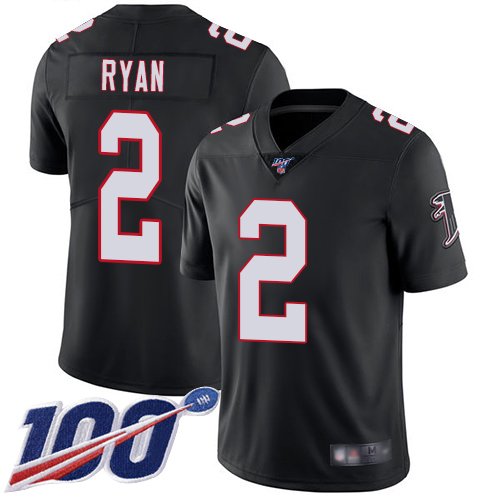Nike Falcons #2 Matt Ryan Black Alternate Stitched NFL 100th Season Vapor Limited Jersey - AFJ138