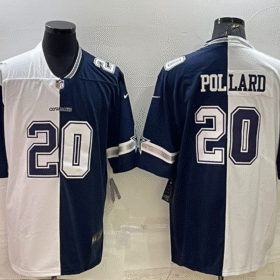White Dallas Cowboys #20 Tony Pollard Navy Split Vapor Untouchable Limited Stitched Jersey - DLC02