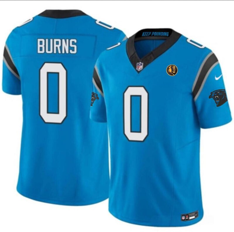 Blue Carolina Panthers #0 Brian Burns 2023 F.U.S.E. With John Madden Patch Vapor Limited Stitched Football Jersey