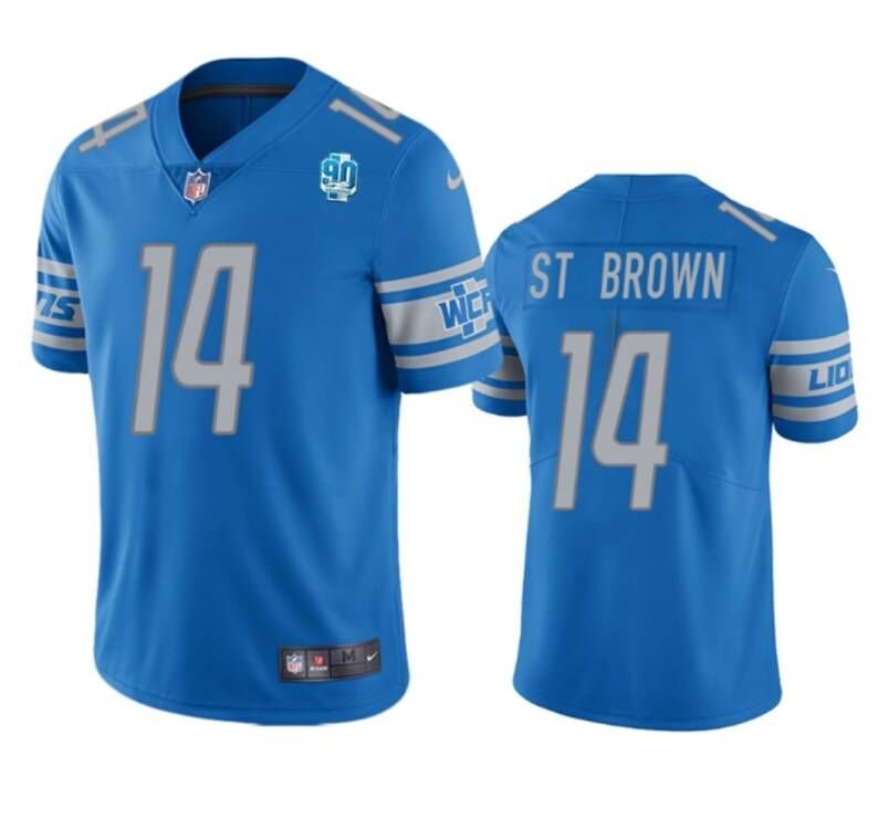 Blue Detroit Lions #14 Amon-Ra St. Brown 2023 90th Anniversary Vapor Untouchable Limited Stitched Jersey - DTL236