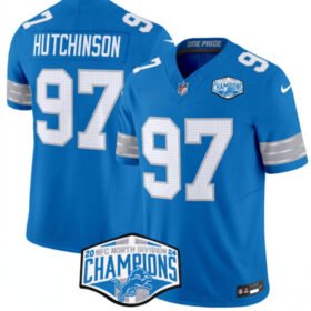 Blue Detroit Lions #97 Aidan Hutchinson 2024 NFC North Champions F.U.S.E. Vapor Limited Stitched Jersey - DTL238