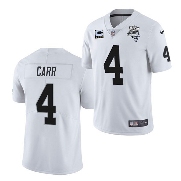 Las Vegas Raiders #4 Derek Carr White 2020 Inaugural Season With C Patch Vapor Limited Stitched Jersey - LVR63
