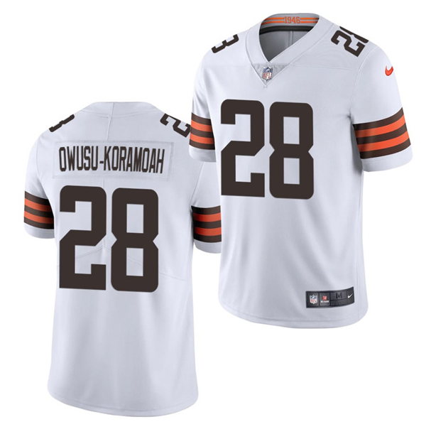 White Cleveland Browns #28 Jeremiah Owusu-Koramoah 2021 Draft Vapor Untouchable Limited Stitched NFL Jersey - CLB175