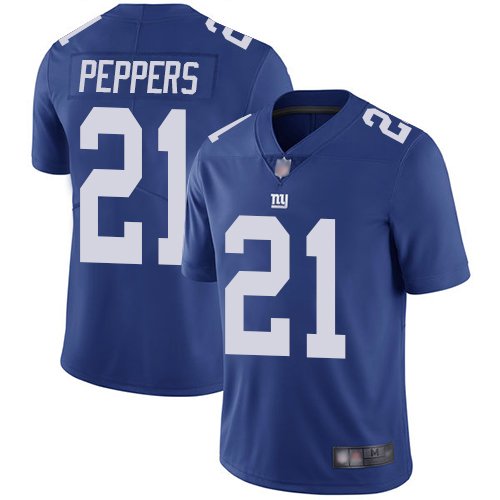 Nike Giants #21 Jabrill Peppers Royal Blue Team Color Stitched NFL Vapor Untouchable Limited Jersey - NYG248