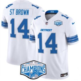 White Detroit Lions #14 Amon-Ra St. Brown 2024 NFC North Champions F.U.S.E. Vapor Limited Stitched Jersey - DTL193