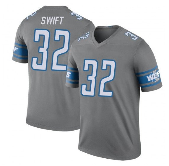 Grey Detroit Lions #32 D'Andre Swift 2021 Vapor Untouchable Limited Stitched Jersey - DTL265
