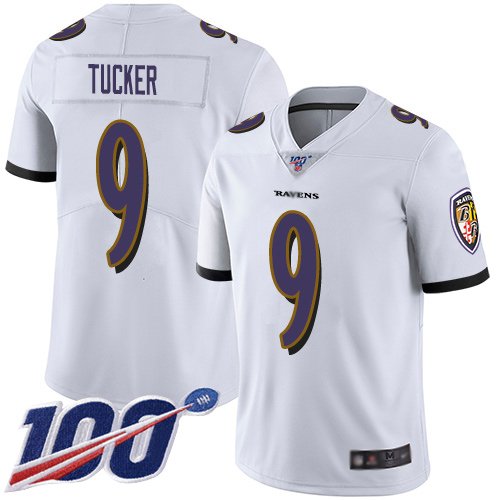Nike Ravens #9 Justin Tucker White Stitched NFL 100th Season Vapor Limited Jersey - BRJ81