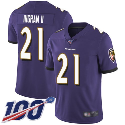 Nike Ravens #21 Mark Ingram II Purple Team Color Stitched NFL 100th Season Vapor Limited Jersey - BRJ305
