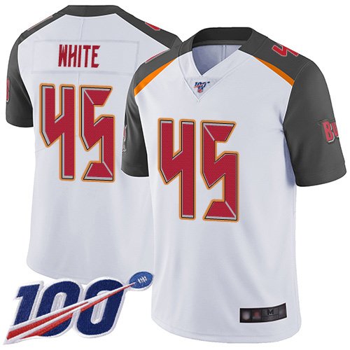 Nike Buccaneers #45 Devin White White Stitched NFL 100th Season Vapor Limited Jersey - TBB58