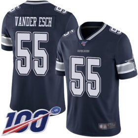 Nike Cowboys #55 Leighton Vander Esch Navy Blue Team Color Stitched NFL 100th Season Vapor Limited Jersey - DLC446