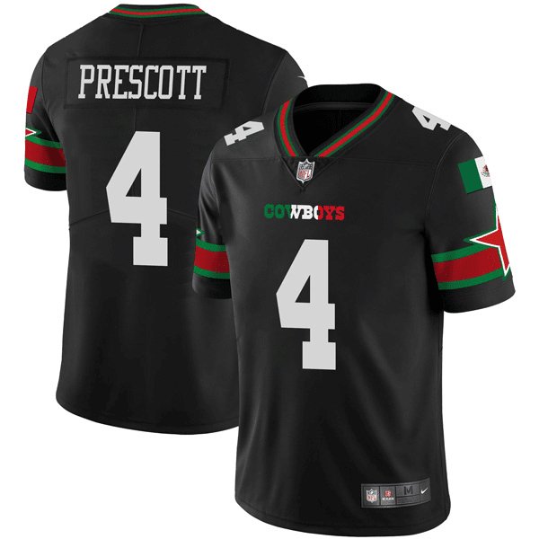 Black Dallas Cowboys #4 Dak Prescott Mexico Vapor Limited Stitched Football Jersey - DLC10