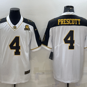 White Gold Dallas Cowboys #4 Dak Prescott With 1960 Patch Thanksgiving Vapor Untouchable Limited Stitched Football Jersey - DLC194