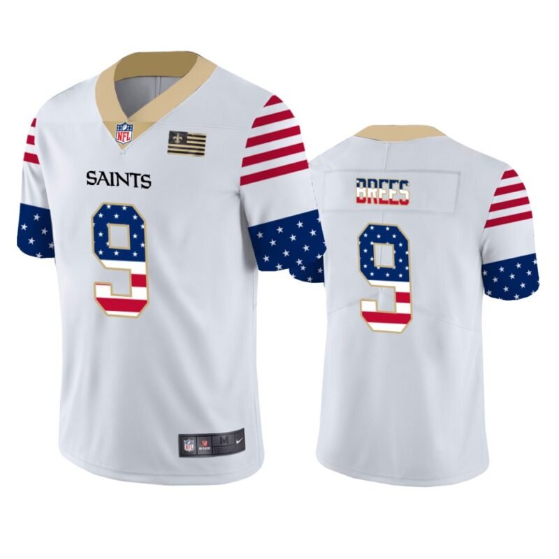 New Orleans Saints #9 Drew Brees White Nike Team Logo USA Flag Vapor Untouchable Limited NFL Jersey - NOS174